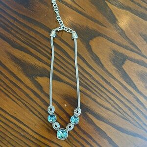 Elegant Silver Necklace with Blue Accents